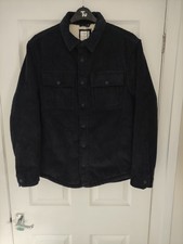 Marks & Spencer Mens Pure Cotton Corduroy Borg Lined Shacket Dark Navy Size M