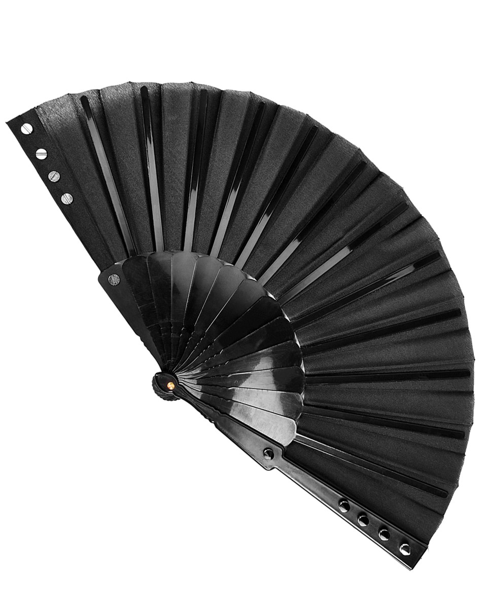 Punk Rave Womens Gothic Folding Fan Black Hand Held Lolita Spike Rivet Steampunk