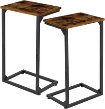 C Shaped End Tables Set of 2, Couch Side Tables That Slide Under, TV Trays for L
