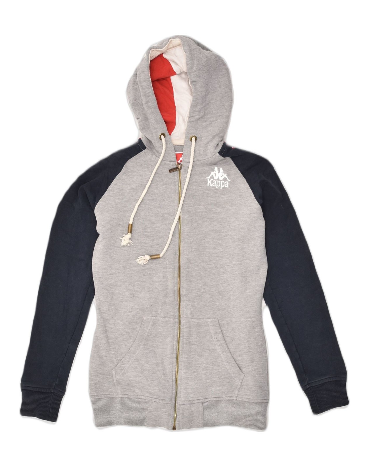 KAPPA Mens Zip Hoodie Sweater XS Grey Colourblock Cotton AX09