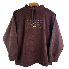 VTG Disneyland Resort Mickey Mouse Sherpa Pullover Burgundy USA Small/Medium