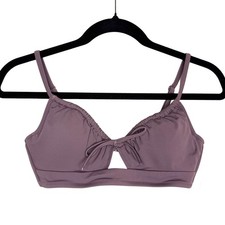 Shade  Shore Padded Bikini Top Size 34B Tie Front Bathing Suit Purple Beach New