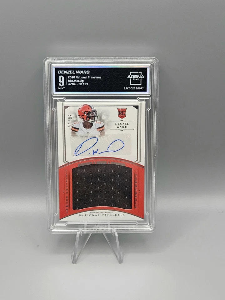Gem 9 #'d 58/99 (RC) Denzel Ward Rookie Patch Auto 18 National Treasures Browns - Image 2 of 4