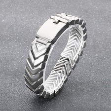 Polished Stainless steel Solid Snake Link Chain Bracelet For Mens Gifts 8.3''