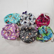 Handmade Women's Surgical Scrub Cap Bouffant Elastic Ponytail Hat Lot of 6