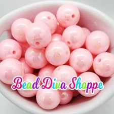 20mm - BUBBLEGUM PINK AB - Solid Beads - Bubblegum - Round Acrylic Beads for