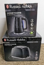 Russell Hobbs Honeycomb Black Set 1.7 Litre Kettle 26051 & 2 Slice Toaster 26061