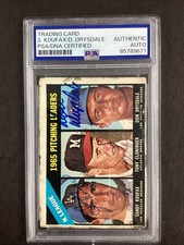 Sandy Koufax Signed 1966 Topps #223 Baseball Card Don Drysdale Autograph PSA/DNA
