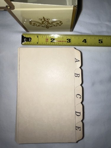 Ohio Art Early America Gold Tin Graphic Recipe Box Vntg Alphabet Dividers - Picture 22 of 22
