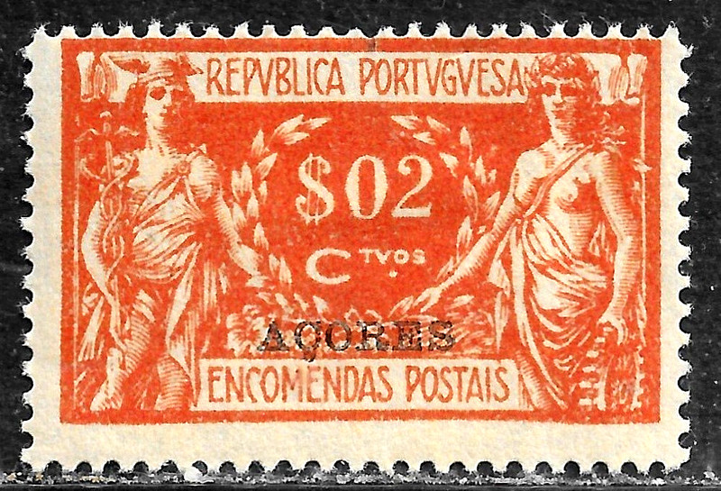 HICK GIRL- MINT PORTUGAL-AZORES STAMP   SC#Q2  1921  PARCEL POST ISSUE   H332
