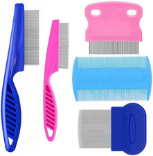5 Pack Flea Lice Comb,Stainless Steel Dog Cat Grooming Combs with Rounded Teeth