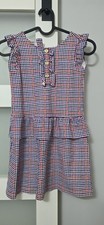 Janie And Jack Girls Houndstooth Plaid Ruffle Ponte Dress Size 6, Hardly Worn 