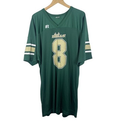 Russell Athletic USF Bulls Football Jersey Green Mesh Number 8 Mens Large