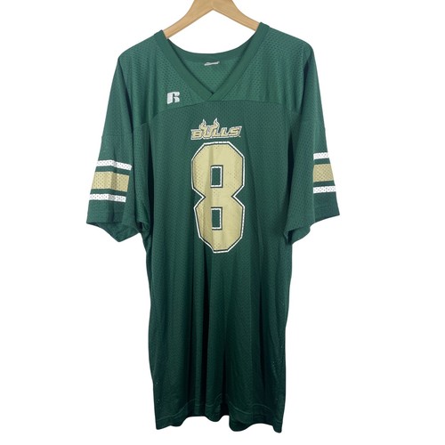Russell Athletic USF Bulls Football Jersey Green Mesh Number 8 Mens Large