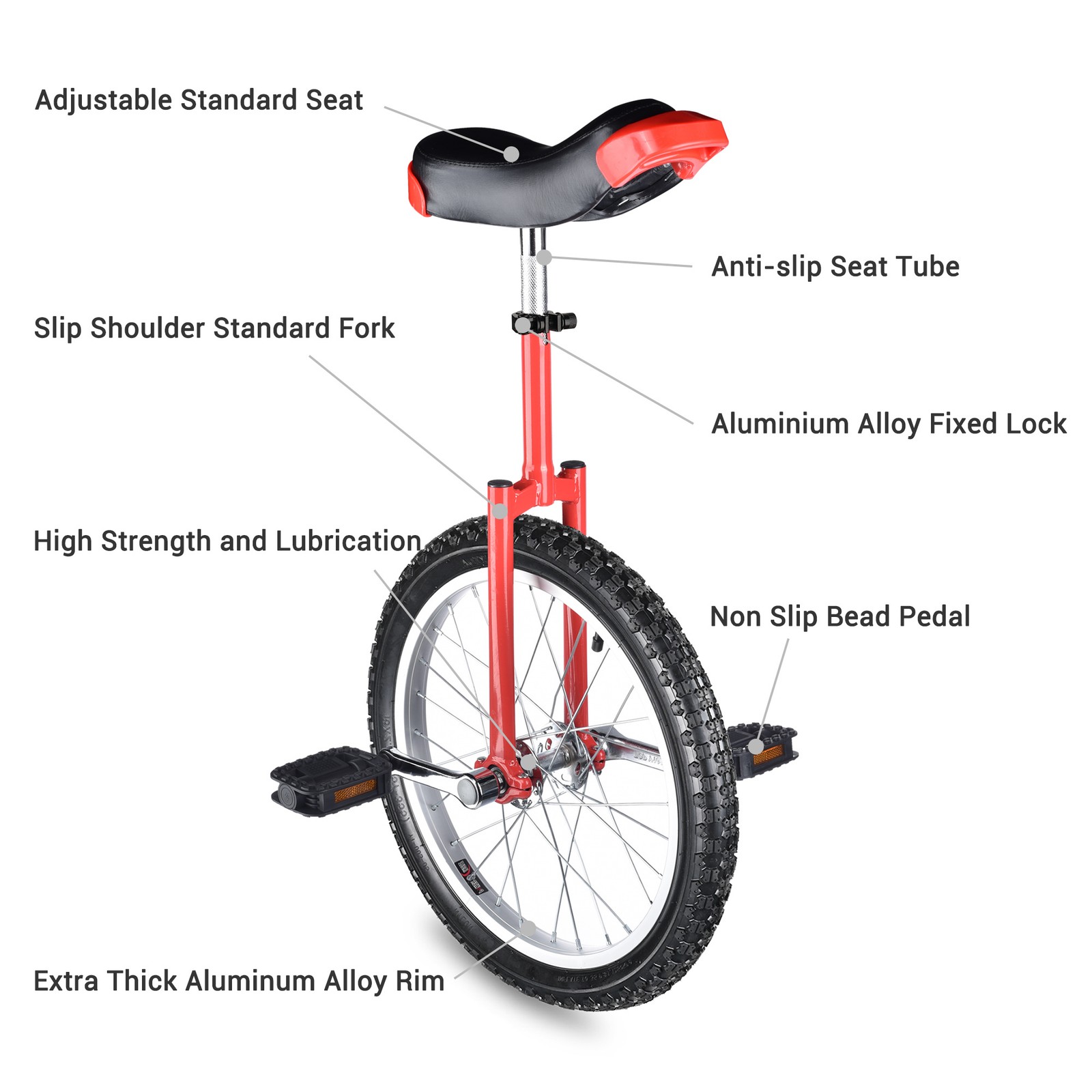 Xcceries 18In Wheel Red Unicycle Mountain Wheel Skid Proof Tire Balance Exercise thumbnail 3