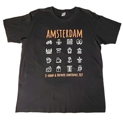 New Hadas David Men's 2XL Black 100% Cotton AMSTERDAM Icons Graphic T-Shirt NWOT