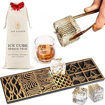 Clear Ice Cube Maker Design Tray - Craft Modern Ice Molds for Bourbon & Cockt...