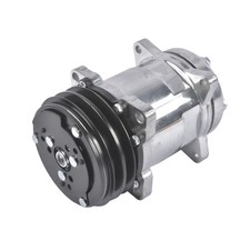 Black Ac Compressor W 2-groove Pulley For Sanden 508 Style V-belt 12v Chrome