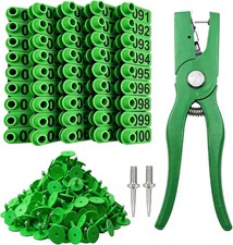 Cattle Ear Tags with Applicator, 100 Pack Numbered 001-100 Livestock Tagging Kit
