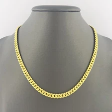 14K Yellow Gold Plated Over 925 Sterling Silver Miami Cuban Chain 7mm Box Lock