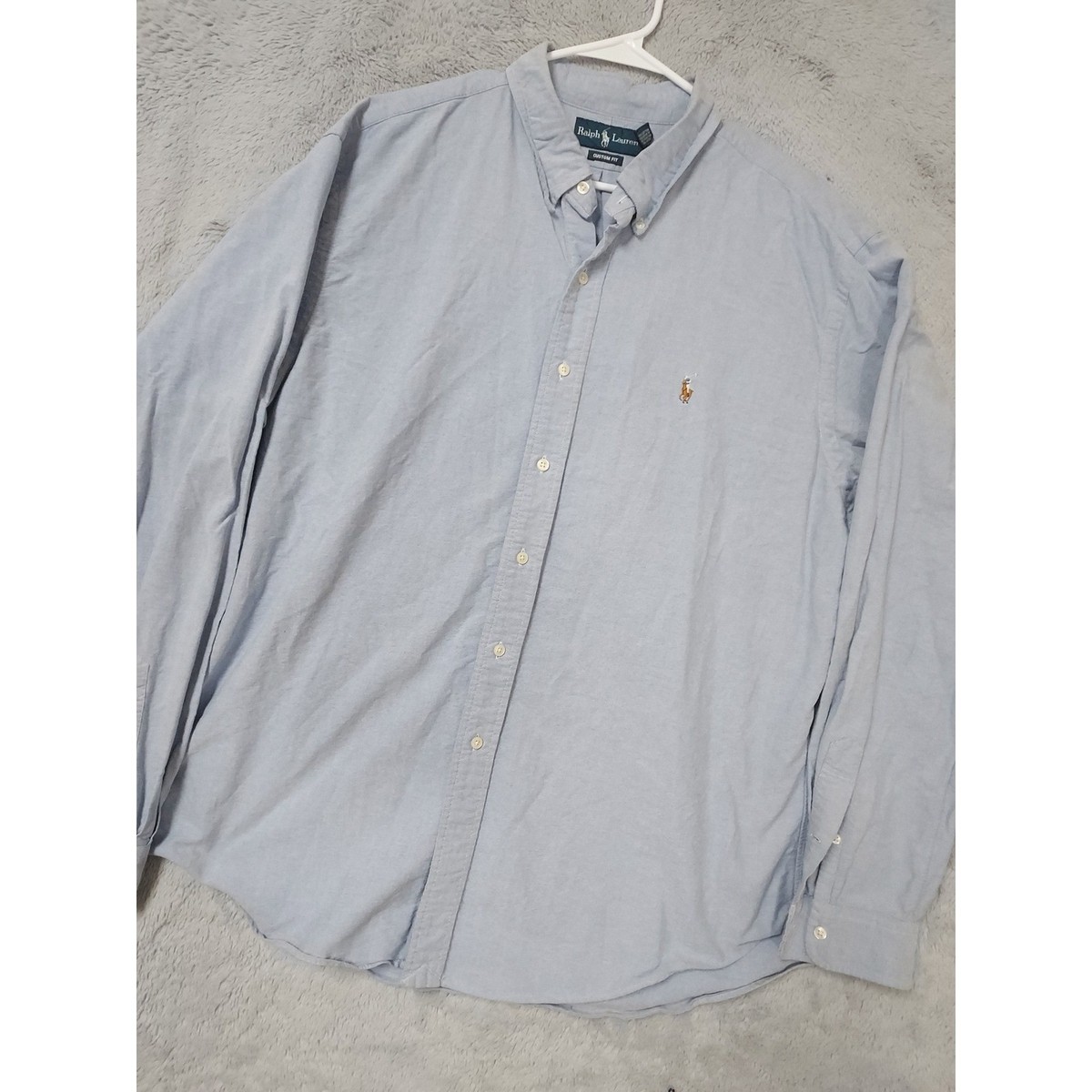 Polo Ralph Lauren Shirt Mens XXL Chambray Oxford Flesh Pony Iconic Blue Custom