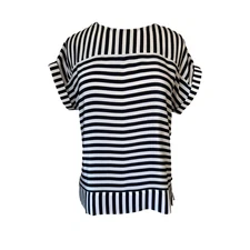 Christopher & Banks NWOT Womens M Nautical Navy Stripe Dolman Sleeve Boxy Blouse