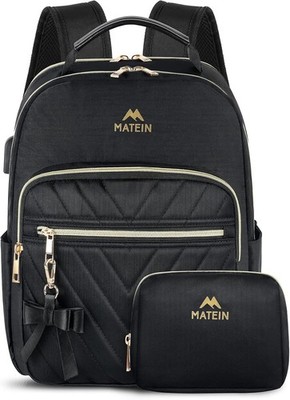 MATEIN 17'' Laptop Backpack for Women, Waterproof Stylish Daypack Purse, Black 