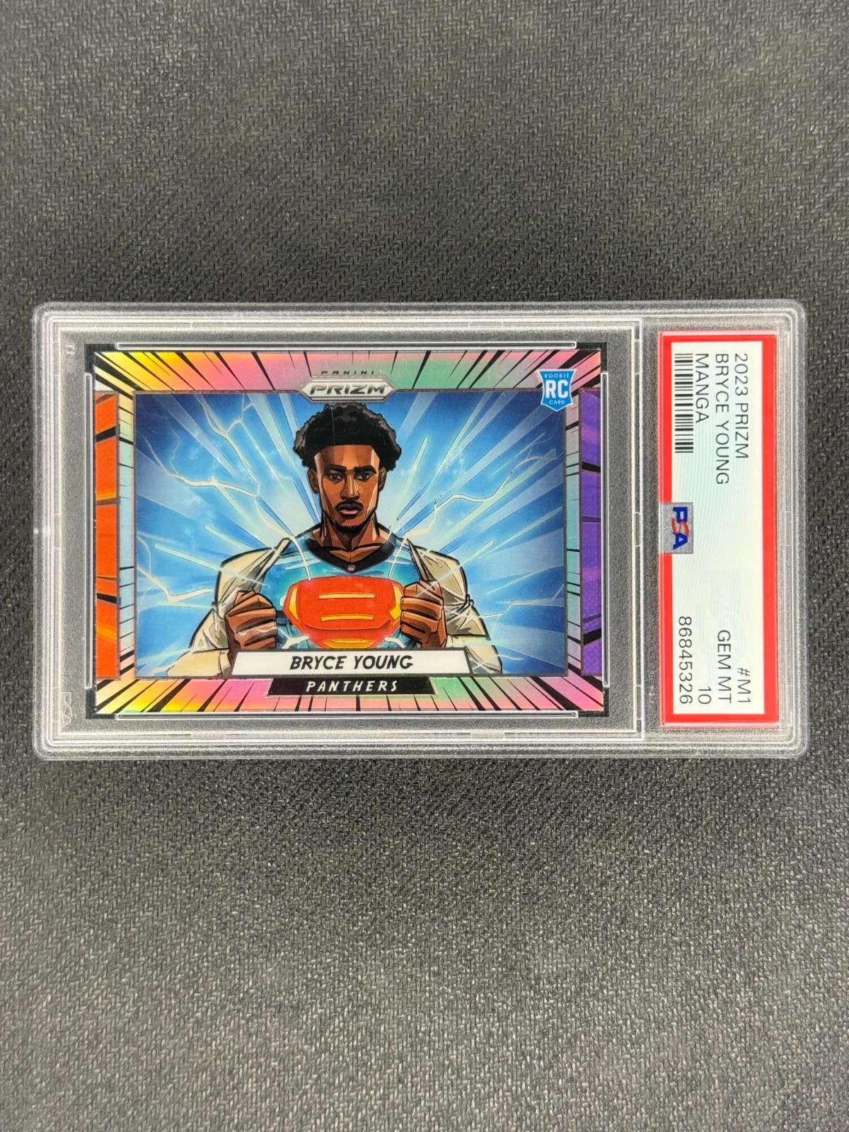 BRYCE YOUNG 2023 Panini Prizm #M-1 Manga Case Hit Rookie PSA 10 Panthers RC