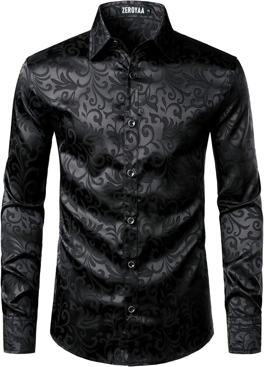 Satin Black Dress Shirts for Men for sale | eBay
