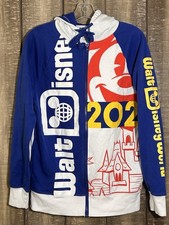 Walt Disney World 2021 Hoodie Mickey Mouse Castle Zip Up Blue White Small S Rare
