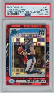 2024 Donruss Caleb Williams Optic Rated Rookie Preview Red Pandora #327 PSA 10
