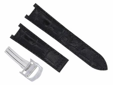 21MM LEATHER BAND STRAP FOR 42MM CARTIER PASHA 2863 2790  2995 3027 CLASP BLACK