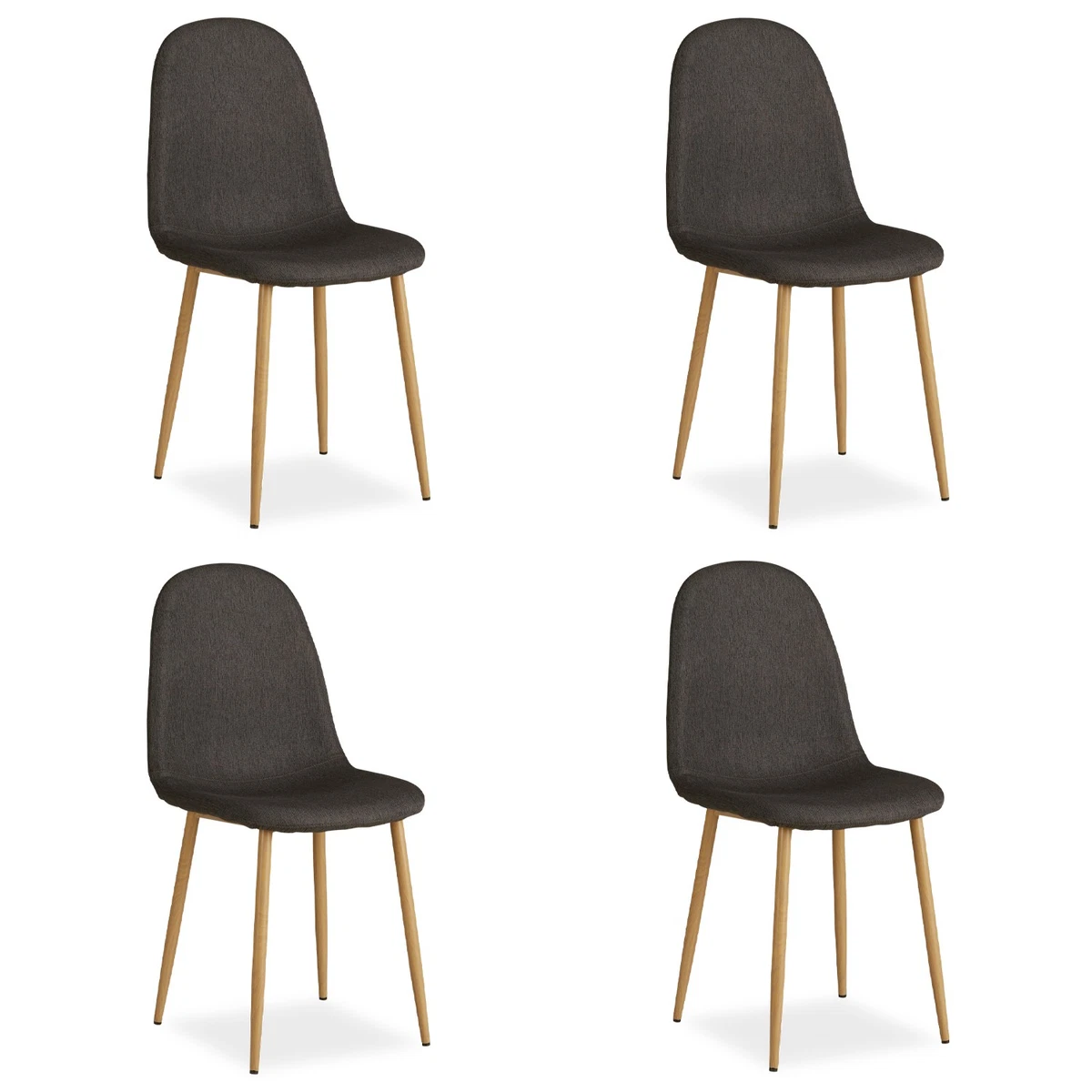 Esszimmerstühle 4er Set Grau Modern Polsterstuhl Küchenstuhl Stoff – Homestyle4u