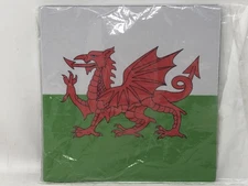 3dRose 8x8x0.25IN Flag of Wales Welsh Red Dragon on White and Green Mouse Pad