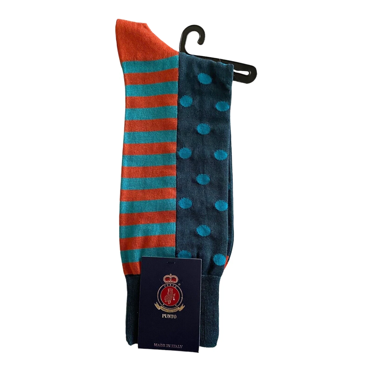 Punto Mens Dress Socks Egyptian Cotton 10 13 OCEAN Teal Orange