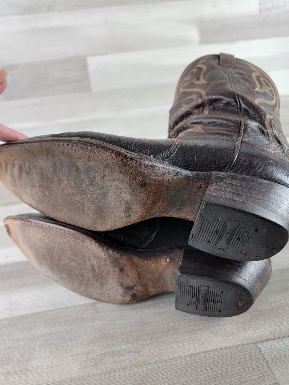 Vintage Dan Post Sea Bass Exotic Skin Cowboy Western Boots Mens 12 D USA Made eBay