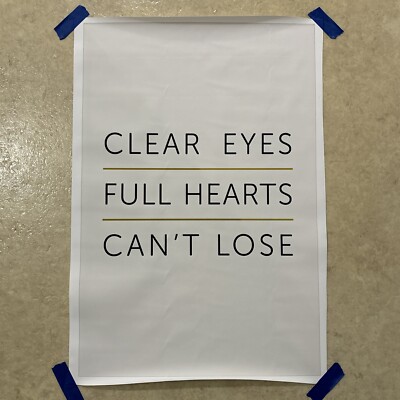 Clear Eyes Full Hearts Can t Lose Quote Poster   Canvas Wall Art Decor  16x24 in
