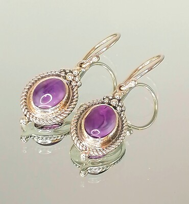 Handgefertigte Ohrringe Sterlingsilber mit Amethyst Chakra Edelstein Schmuck 
