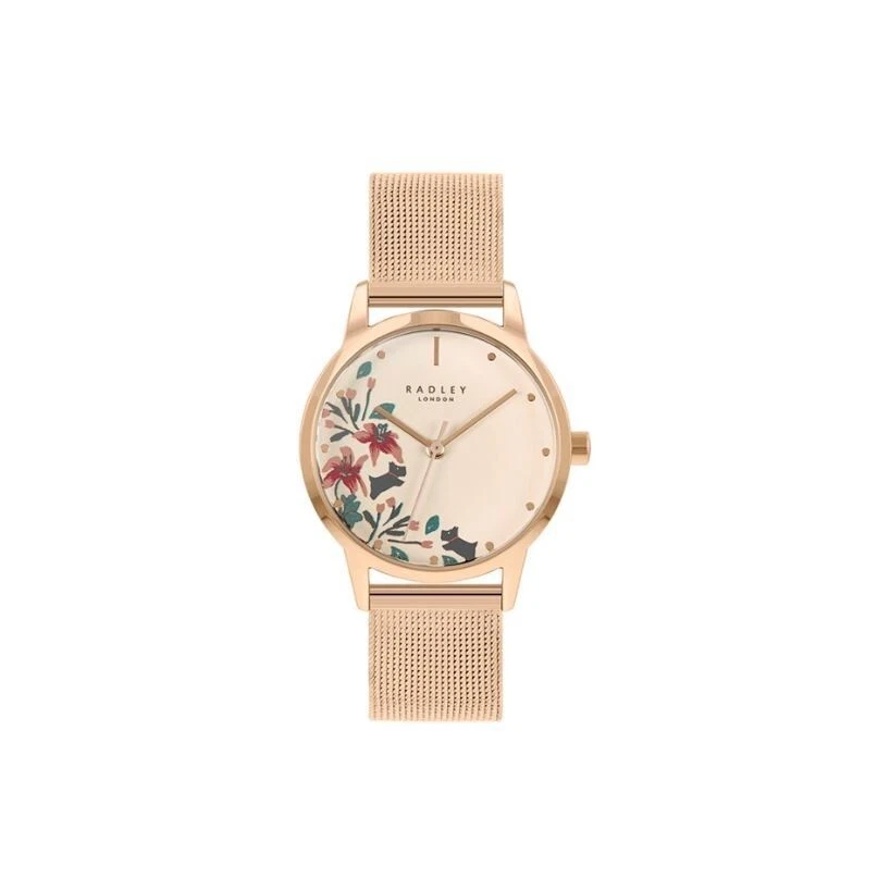 Radley Ladies Mesh Bracelet Floral Watch Rose Gold BRAND NEW