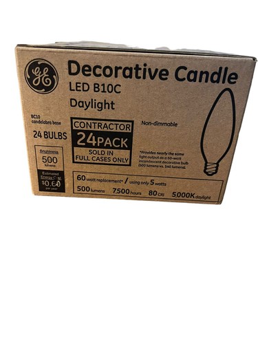 24 Pack GE B10C LED 5000k Daylight Candelabra 5W (60 watt replacement) Bulbs - Picture 4 of 8