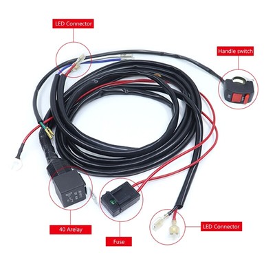 Motorcycle Wiring Harness Kit Switch Relay LED Auxiliary Spot Fog Light Driving