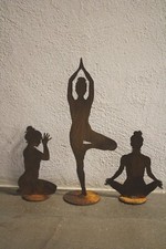 Yoga-Mädels, Metall "Edelrost", 3 Mod. erhältl. 15, 16 u. 30 cm hoch, Yogafigur