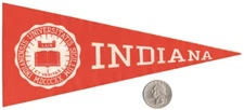 Vintage 1940s Paper Pennant INDIANA UNIVERSITY Hoosiers Luggage Suitcase Label