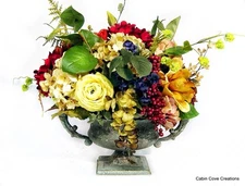 Silk Floral Arrangement Centerpiece Old World Urn 4 Season CUSTOM DESIGNS