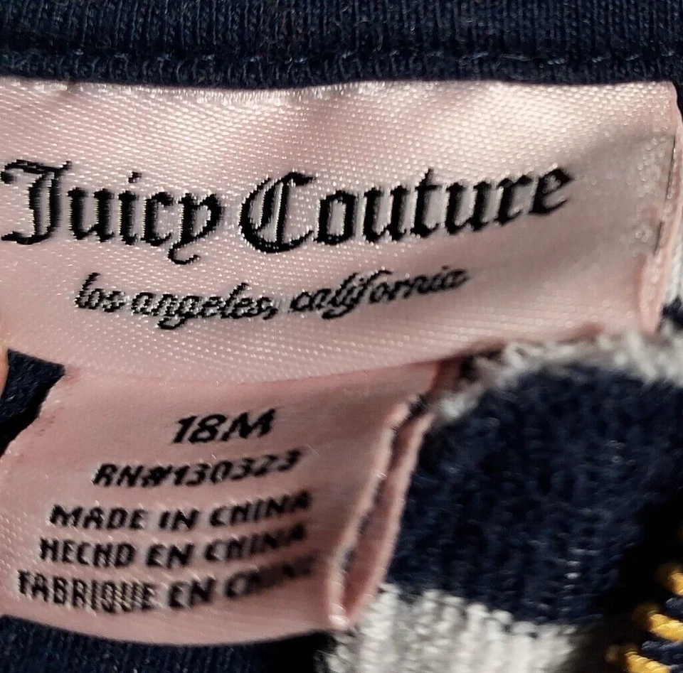 Chaqueta Juicy Couture para niñas talla 18M manga corta cremallera con capucha a rayas Foto 2 de 4