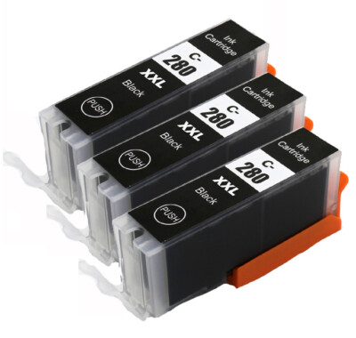 3PK BLACK Ink Cartridges works for PGI-280XXL PGBK Canon TR8520 TR8620 TR7520
