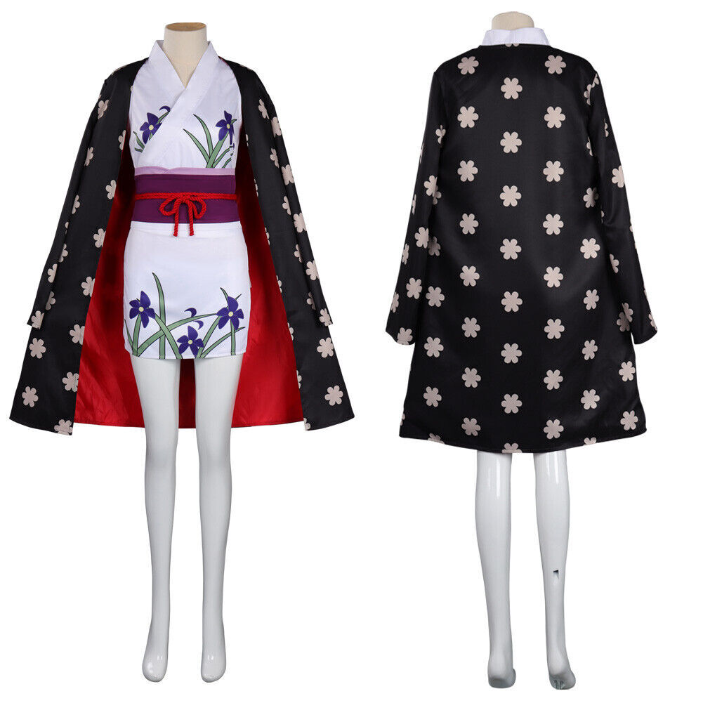 Anime Nico Robin Onee Piiece Manga Cosplay Halloween Coat Top Dress Costume 6PCS