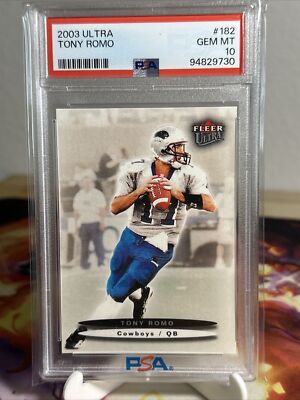 2003 FLEER ULTRA FOOTBALL #182 Tony Romo Rookie RC DALLAS COWBOYS PSA ...