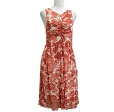 Anthropologie Weston Wear White Red Floral Mesh Short Dress sz M Stretch Pockets