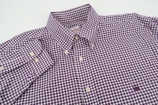 Brooks Brothers Mens Large Purple Gingham Checks Button Down Sport Shirt